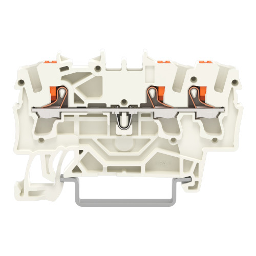 3-conductor through terminal block, with push-button, 2.5 mm&sup2;, light gray