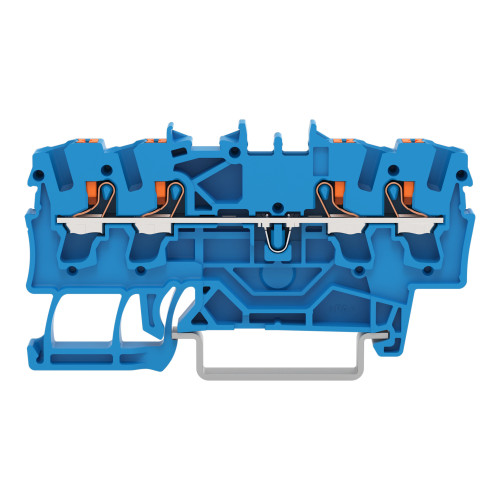 4-conductor through terminal block, with push-button, 2.5 mm&sup2;, blue