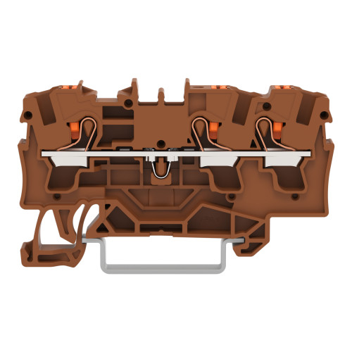 3-conductor through terminal block, with push-button, 4 mm&sup2;, brown