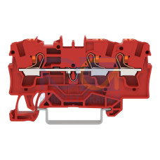 3-conductor through terminal block, with push-button, 4 mm&sup2;, red