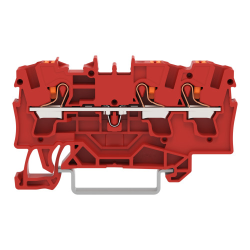 3-conductor through terminal block, with push-button, 4 mm&sup2;, red