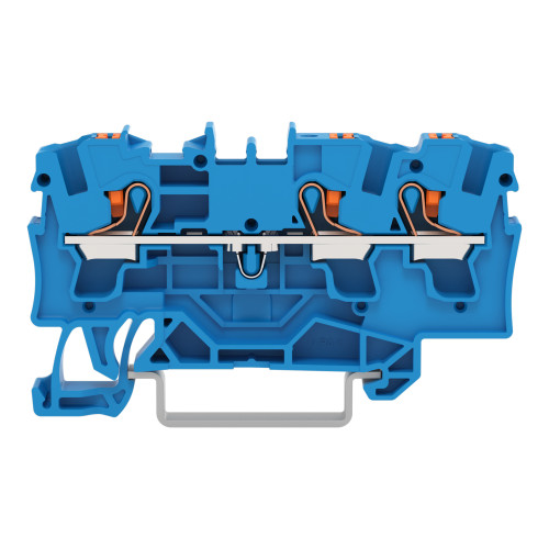 3-conductor through terminal block, with push-button, 4 mm&sup2;, blue