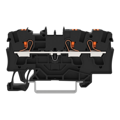 3-conductor through terminal block, with push-button, 4 mm&sup2;, black