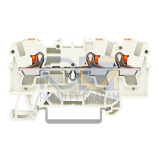 3-conductor through terminal block, with push-button, 4 mm&sup2;, light gray