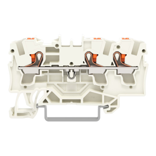 3-conductor through terminal block, with push-button, 4 mm&sup2;, light gray