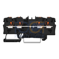 4-conductor through terminal block, with push-button, 4 mm&sup2;, black