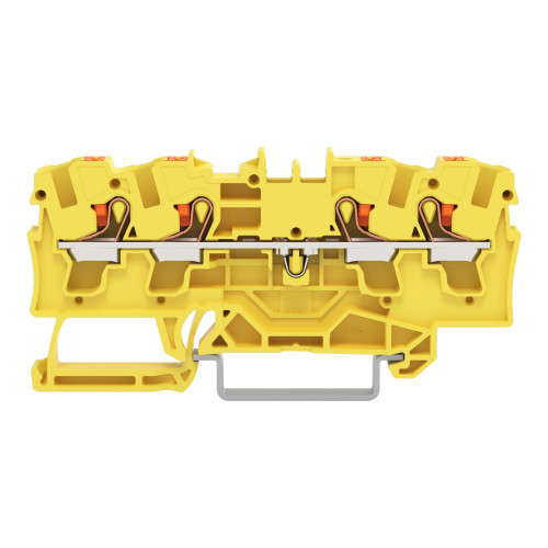 4-conductor through terminal block, with push-button, 4 mm&sup2;, yellow