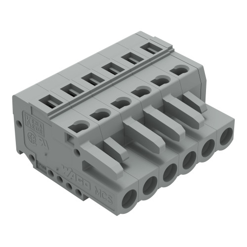Female connector 6-pole Pin spacing 5 mm / 0.197 in codable with 2 locking latches with coding finger with latch