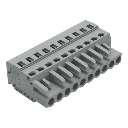 Female connector 10-pole Pin spacing 5 mm / 0.197 in codable with 2 locking latches with coding finger with latch