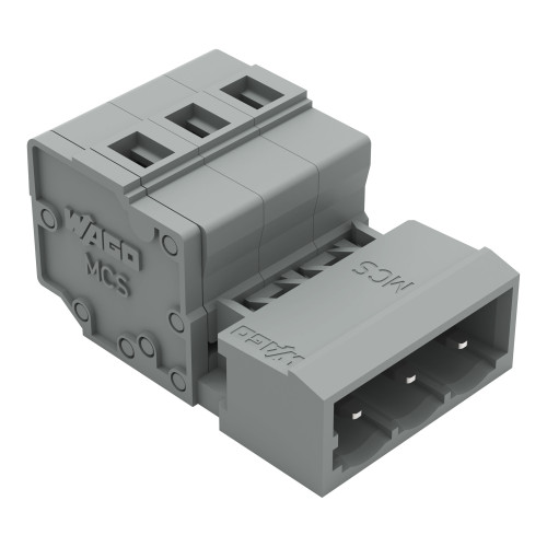 1-conductor male connector, CAGE CLAMP, 2.5 mm, Pin spacing 5 mm, 3-pole, 2, 50 mm, gray