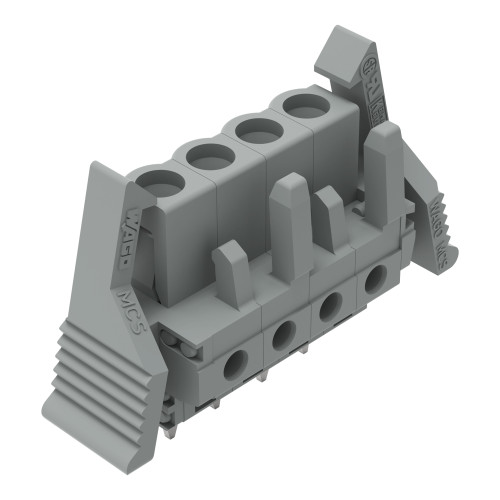 THT female header, straight, Pin spacing 5 mm, gray