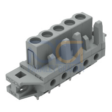 THT female header, straight, Pin spacing 5 mm, gray