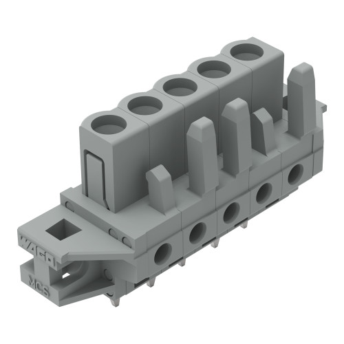 THT female header, straight, Pin spacing 5 mm, gray