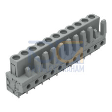 THT female header, straight, Pin spacing 5 mm, gray