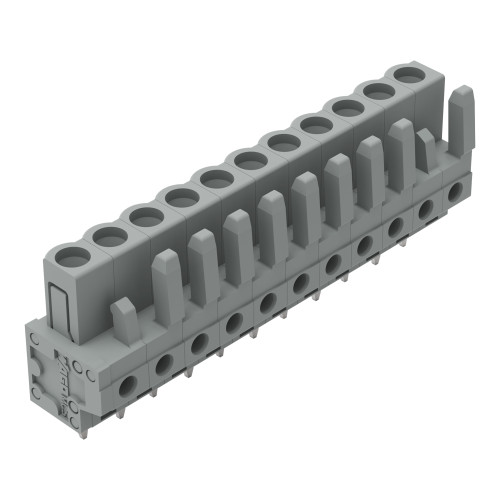 THT female header, straight, Pin spacing 5 mm, gray