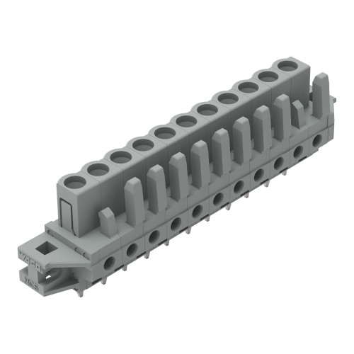 THT female header, straight, Pin spacing 5 mm, gray