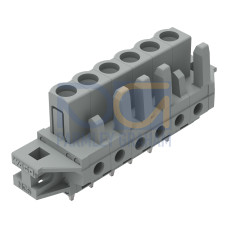 THT female header, straight, Pin spacing 5 mm, gray