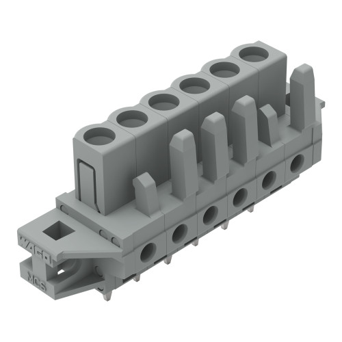 THT female header, straight, Pin spacing 5 mm, gray