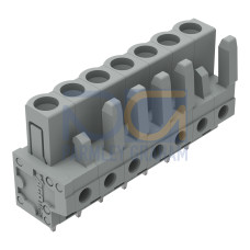 THT female header, straight, Pin spacing 5 mm, gray