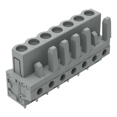 THT female header, straight, Pin spacing 5 mm, gray