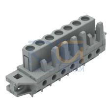 THT female header, straight, Pin spacing 5 mm, gray