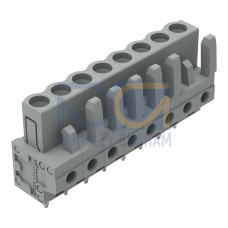 THT female header, straight, Pin spacing 5 mm, gray