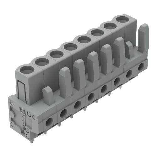 THT female header, straight, Pin spacing 5 mm, gray