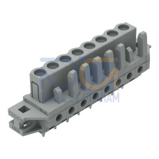 THT female header, straight, Pin spacing 5 mm, gray