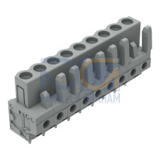 THT female header, straight, Pin spacing 5 mm, gray