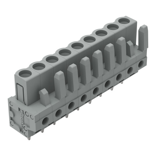 THT female header, straight, Pin spacing 5 mm, gray