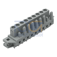 THT female header, straight, Pin spacing 5 mm, gray