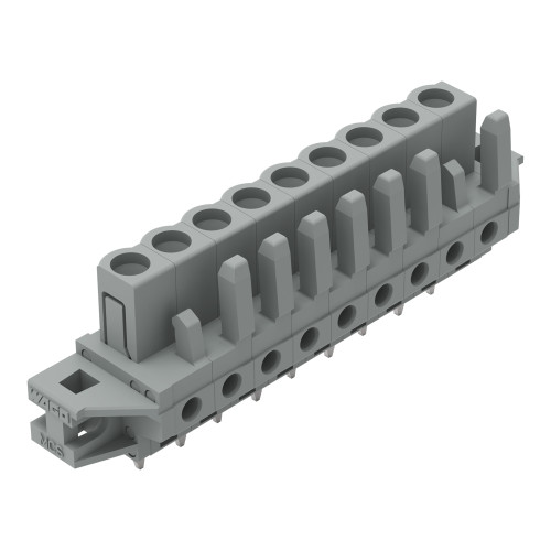 THT female header, straight, Pin spacing 5 mm, gray