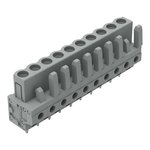 THT female header, straight, Pin spacing 5 mm, gray