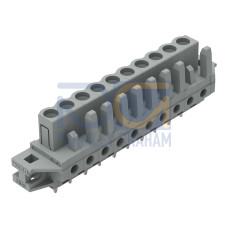 THT female header, straight, Pin spacing 5 mm, gray