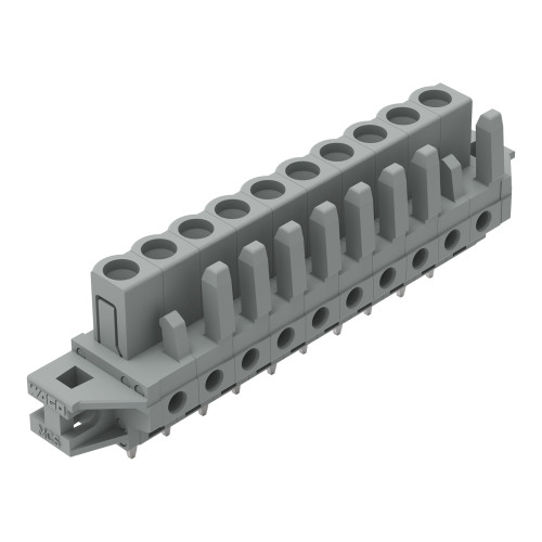 THT female header, straight, Pin spacing 5 mm, gray