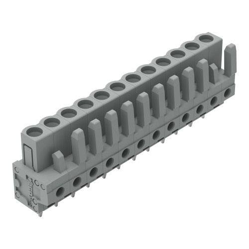 THT female header, straight, Pin spacing 5 mm, gray