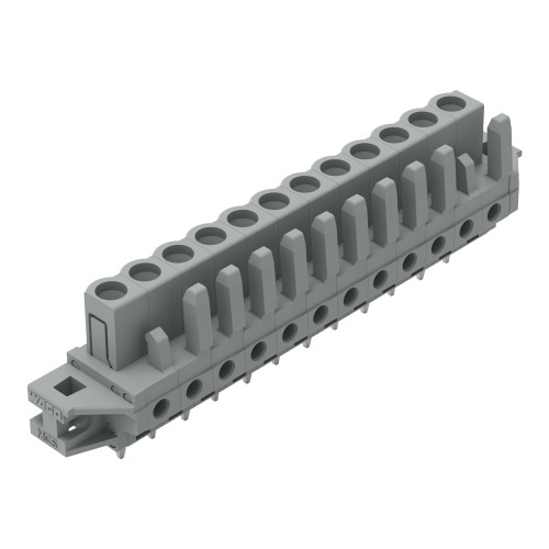 THT female header, straight, Pin spacing 5 mm, gray