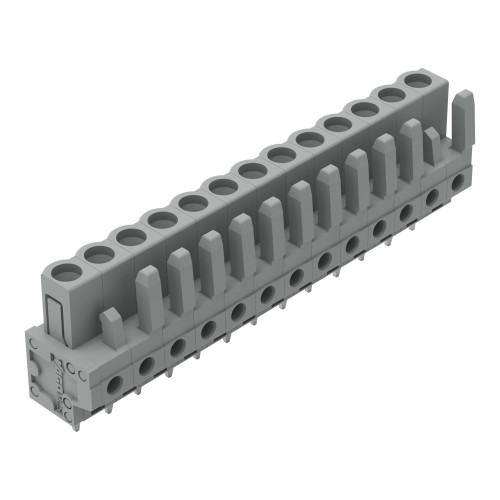 THT female header, straight, Pin spacing 5 mm, gray