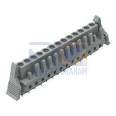 THT female header, straight, Pin spacing 5 mm, gray