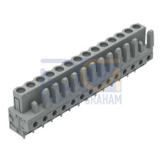 THT female header, straight, Pin spacing 5 mm, gray