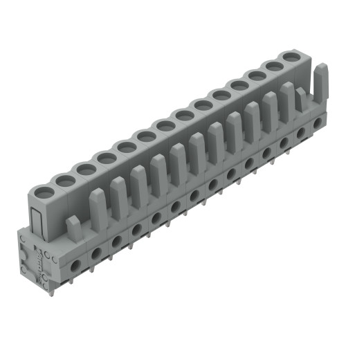 THT female header, straight, Pin spacing 5 mm, gray