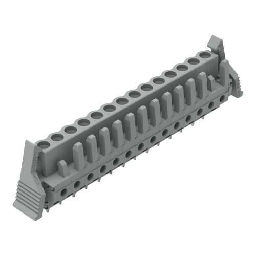 THT female header, straight, Pin spacing 5 mm, gray