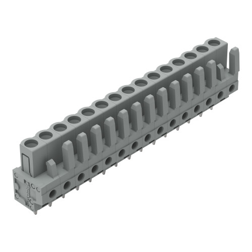 THT female header, straight, Pin spacing 5 mm, gray