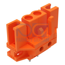 THT female header, straight, Pin spacing 5.08 mm, orange