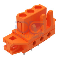 THT female header, straight, Pin spacing 5.08 mm, orange