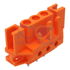 THT female header, straight, Pin spacing 5.08 mm, orange