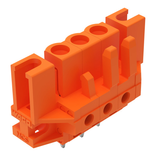 THT female header, straight, Pin spacing 5.08 mm, orange