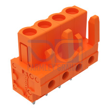 THT female header, straight, Pin spacing 5.08 mm, orange