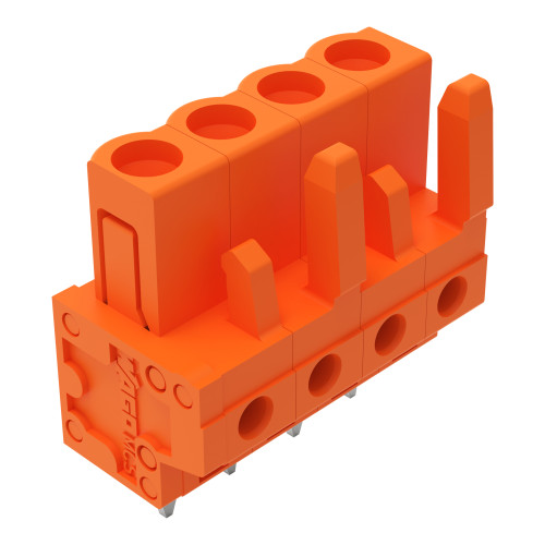 THT female header, straight, Pin spacing 5.08 mm, orange