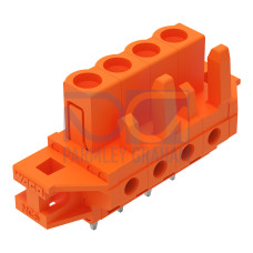 THT female header, straight, Pin spacing 5.08 mm, orange